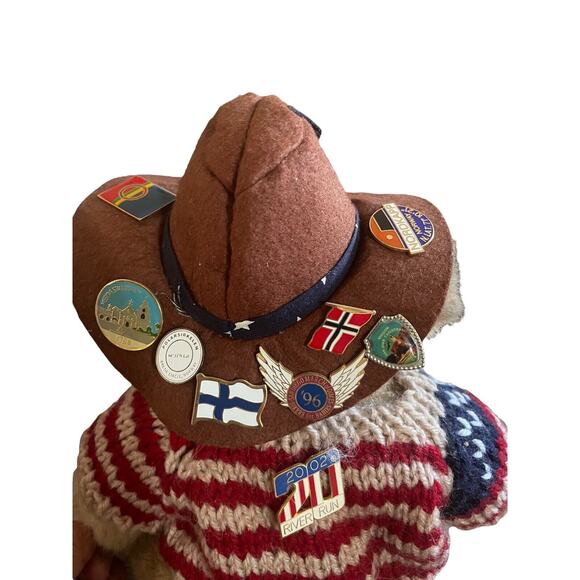 The Brass Button Bear Collection Cody American Flag Sweater Plush Bear 15 pins - Picture 4 of 5